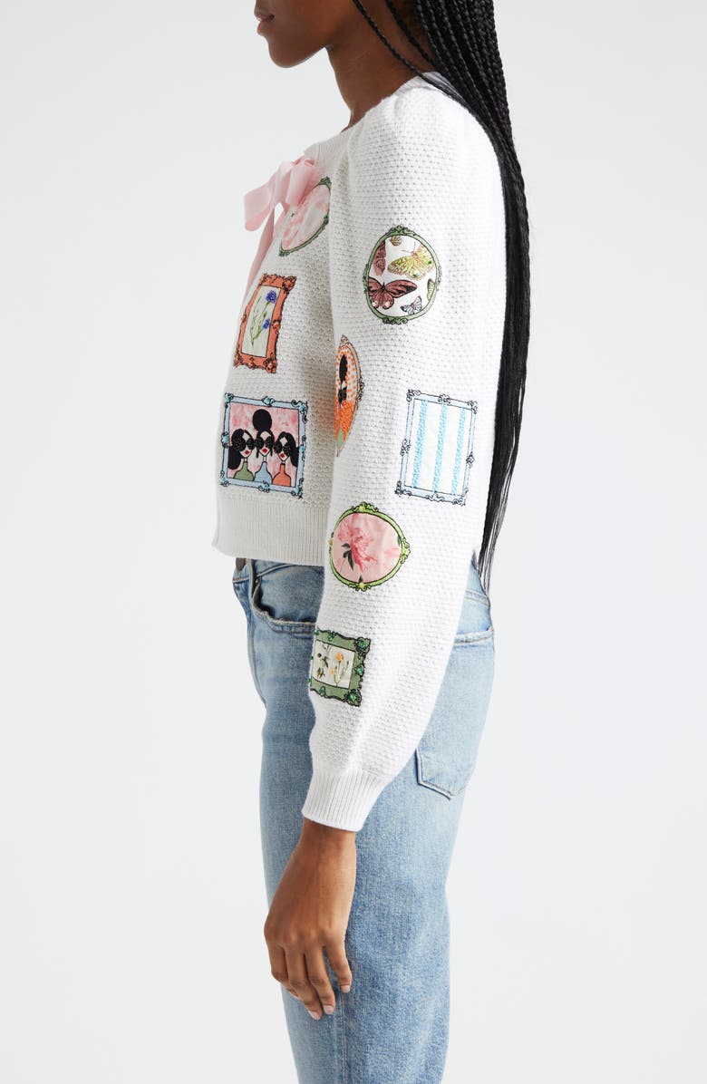 Alice + Olivia Kitty Stace Face Frame Wool Blend Cardigan, Alternate, color,