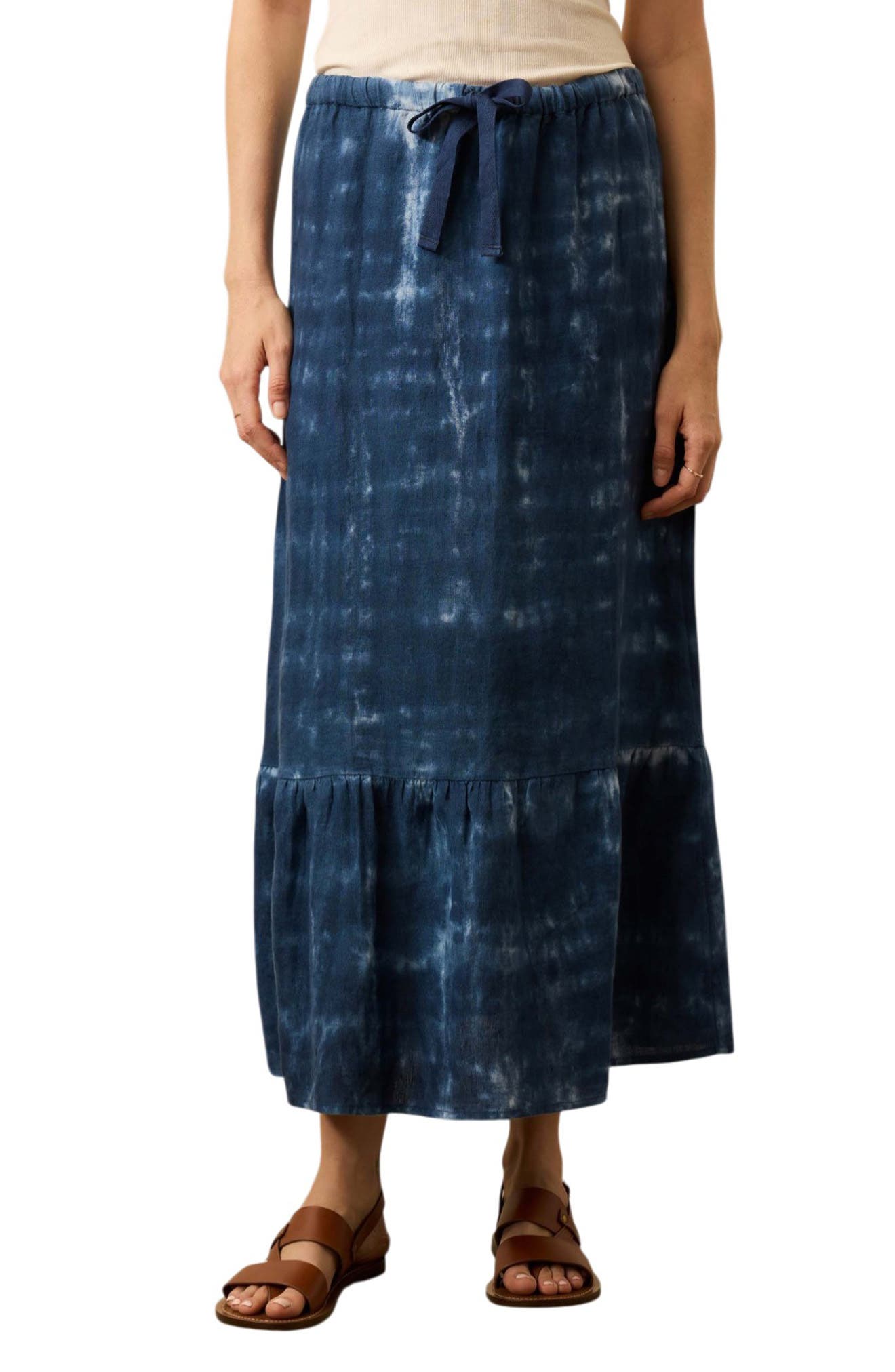 Faherty Sunbeam Linen Drawtring Midi Skirt