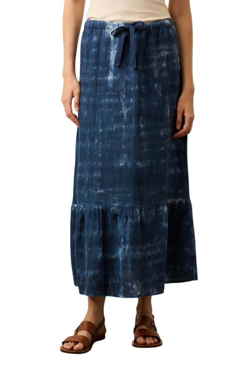 Sunbeam Linen Drawtring Midi Skirt, Main, color, MOONLIGHT TIE DYE
