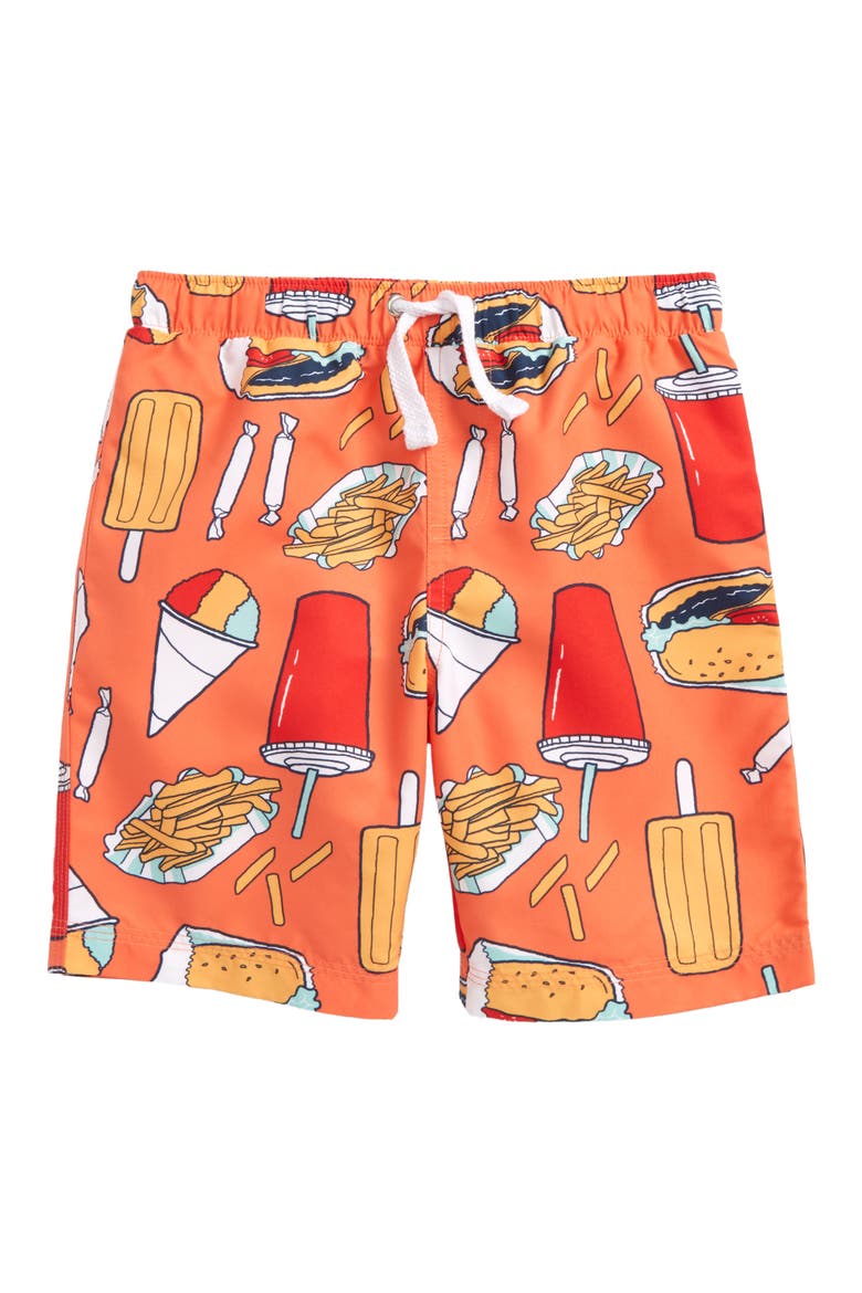 'Sand 'N My Trunks' Swim Trunks, Main, color, ORANGE LILY JUNK FOOD