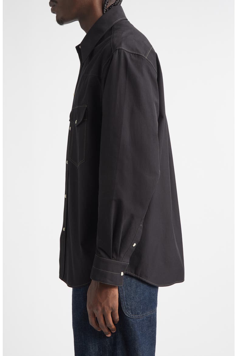 Cotton Twill Western Snap-Up Shirt, Alternate, color, BLACK