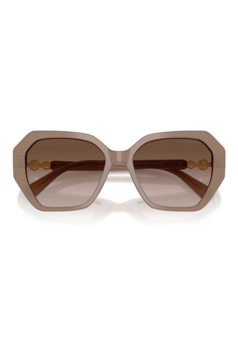 56mm Polarized Irregular Geometric Sunglasses, Alternate, color, OPALINE BROWN/ BROWN GRADIENT