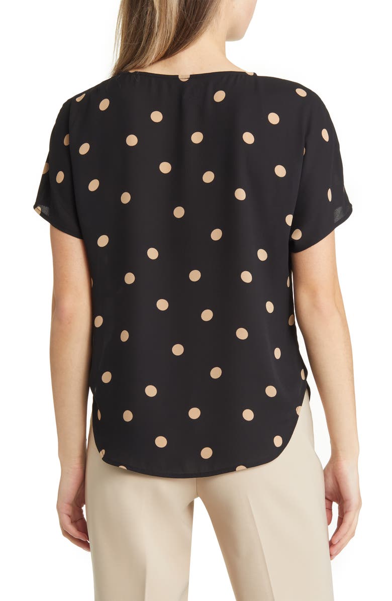 Anne Klein Polka Dot Blouse, Alternate, color, Anne Black/ Latte