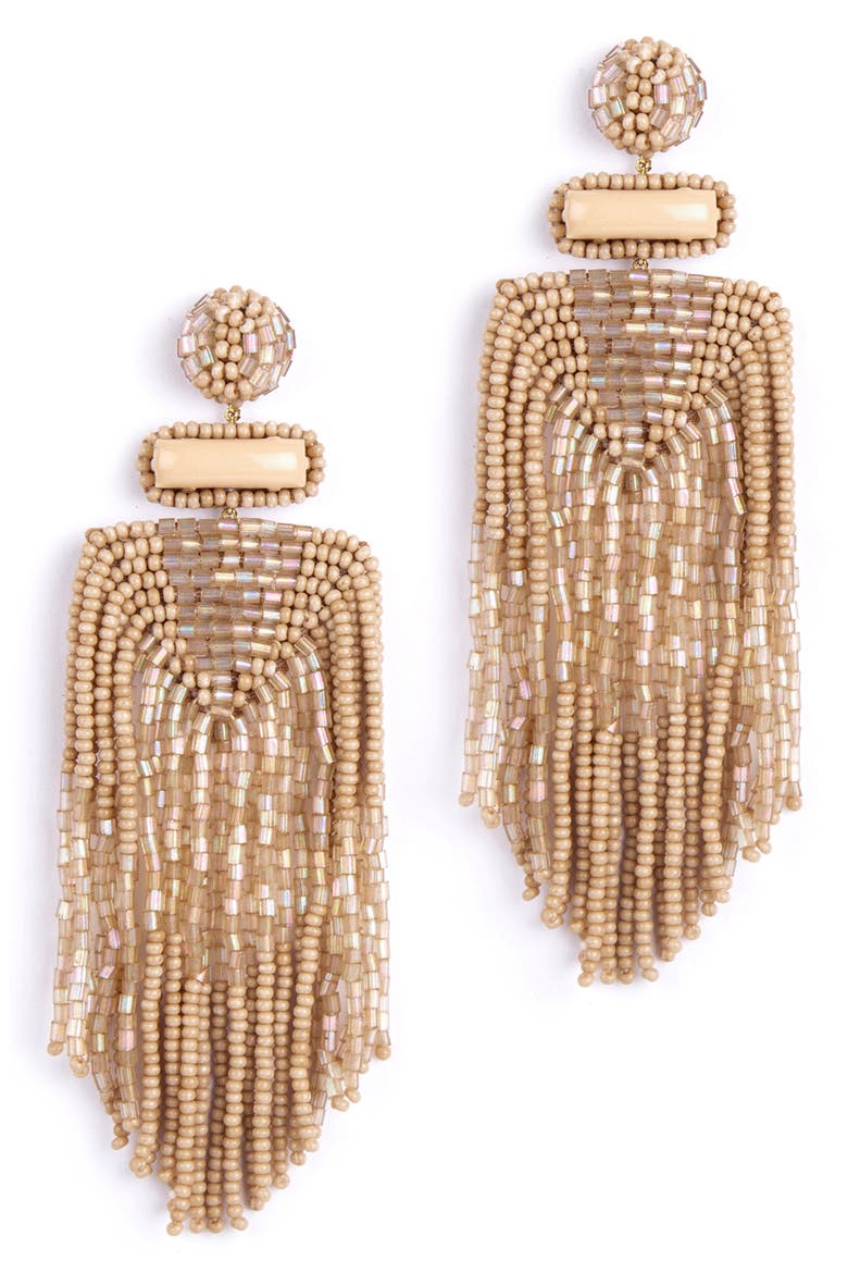 Jody Beaded Tassel Earrings, Main, color, BEIGE