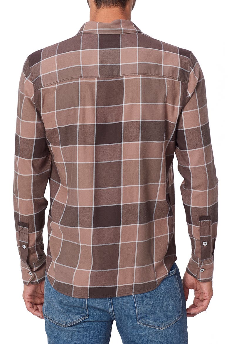 Everett Plaid Flannel Button-Up Shirt, Alternate, color, BROWN OAK