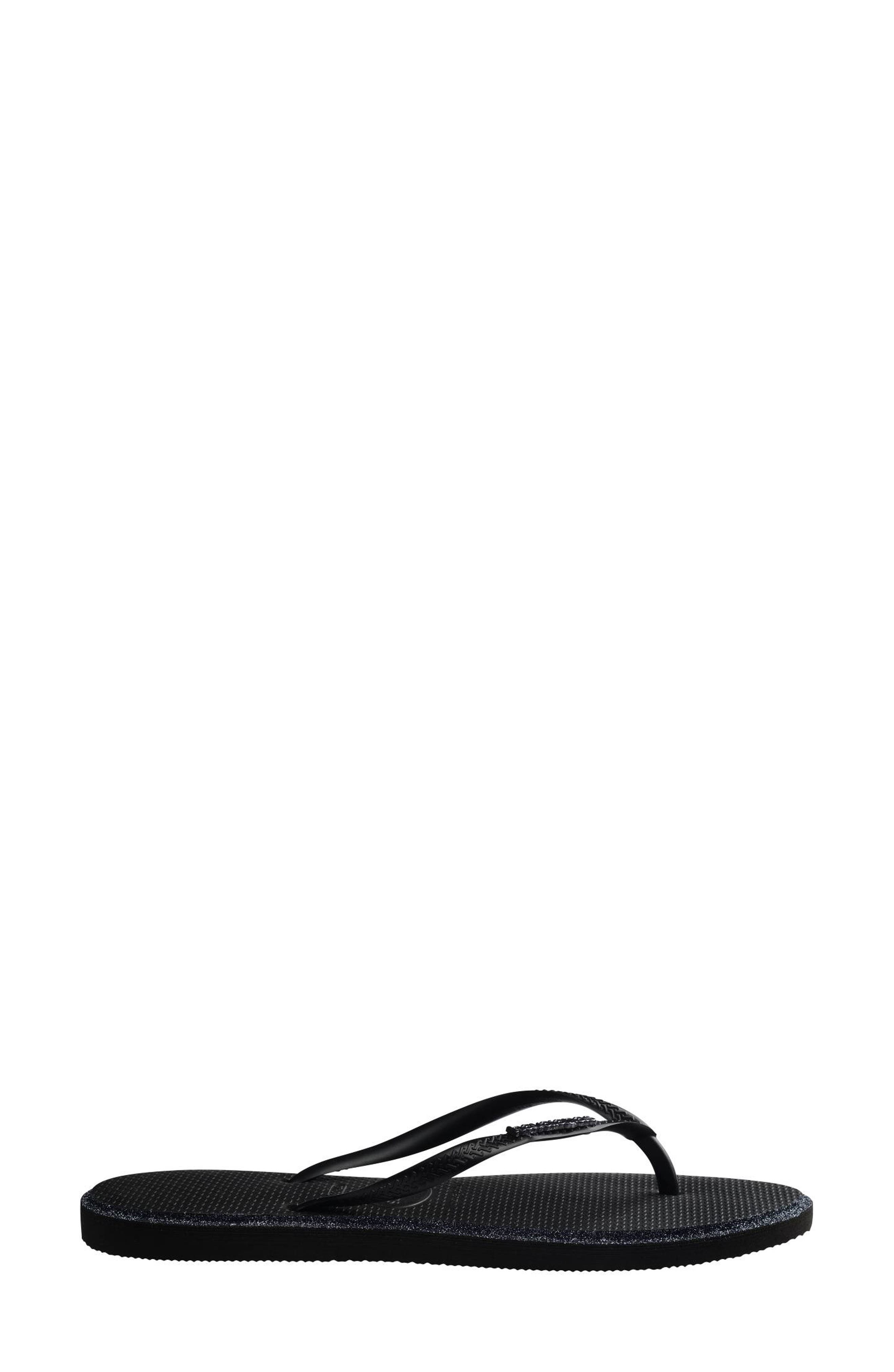 Havaianas Slim Point Glitter Flip Flop, Alternate, color, Black/ Black