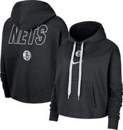 Nike Women's Nike Black Brooklyn Nets Courtside Cropped Pullover Hoodie