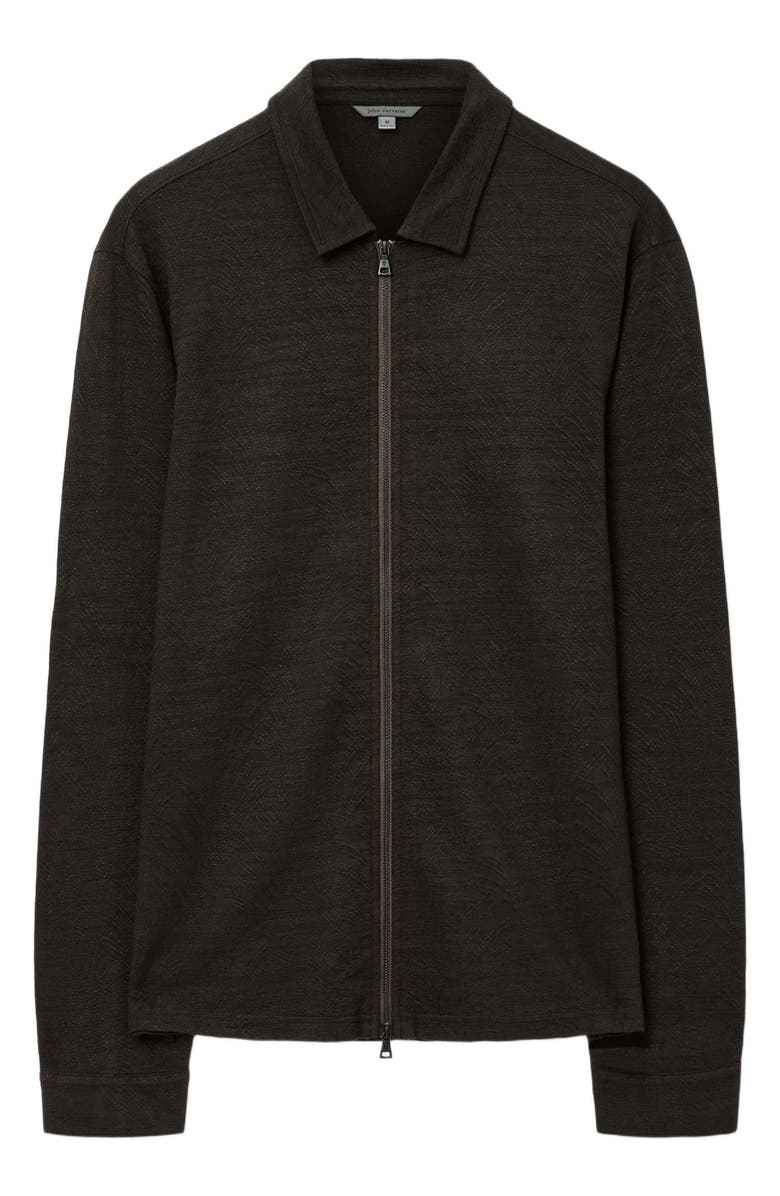 John Varvatos Kassen Jacquard Zip-Up Shirt Jacket, Alternate, color, Dark Brown