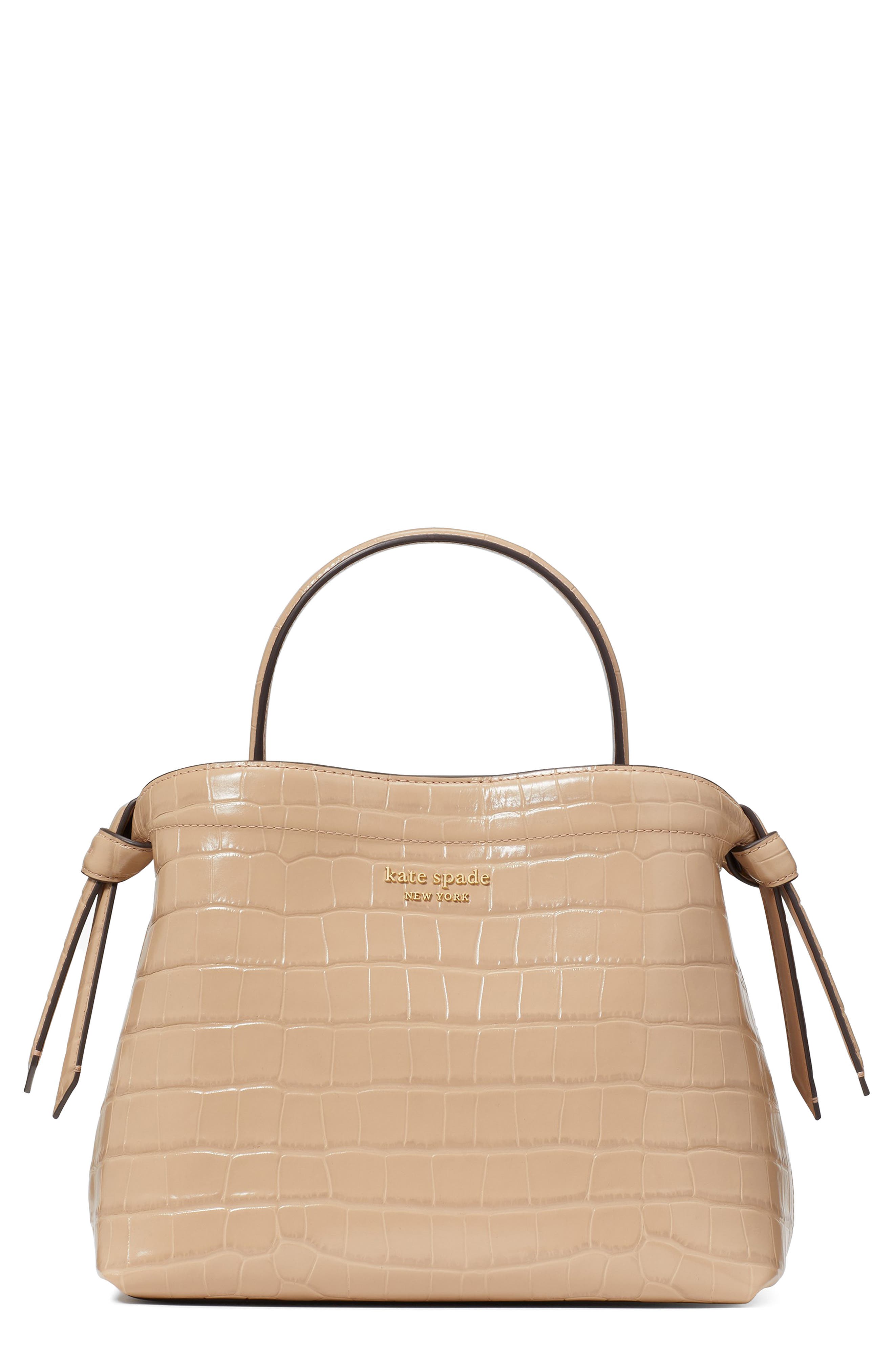Kate Spade New York knott croc embossed leather satchel, Main, color, 