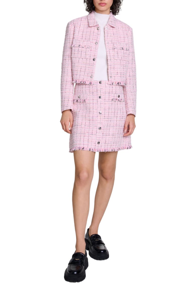 maje Tweed sleeveless jacket, Main, color,