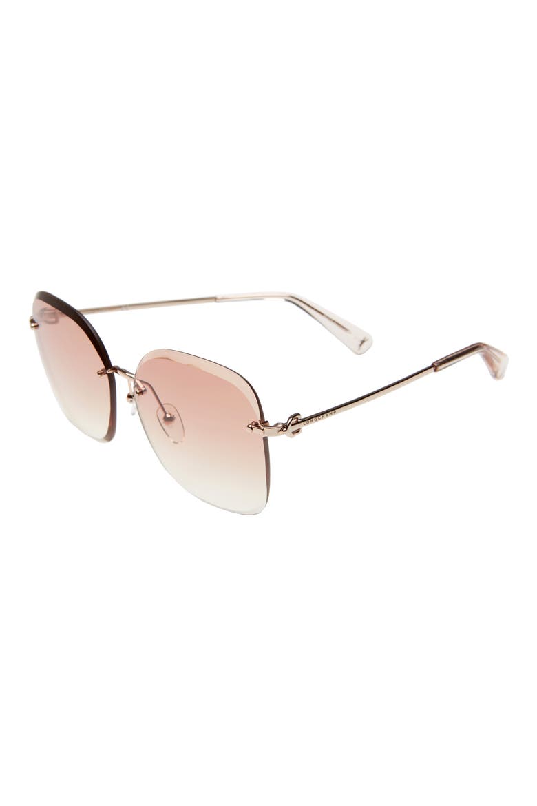 Amazone 60mm Gradient Rimless Round Sunglasses, Alternate, color, GOLD/ ROSE