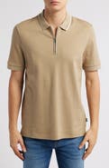 BOSS Paras Quarter Zip Cotton Polo