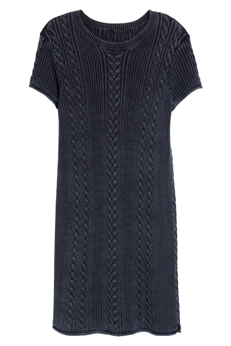 Stonewash Cable Cotton Sweater Dress, Alternate, color, MIDNIGHT