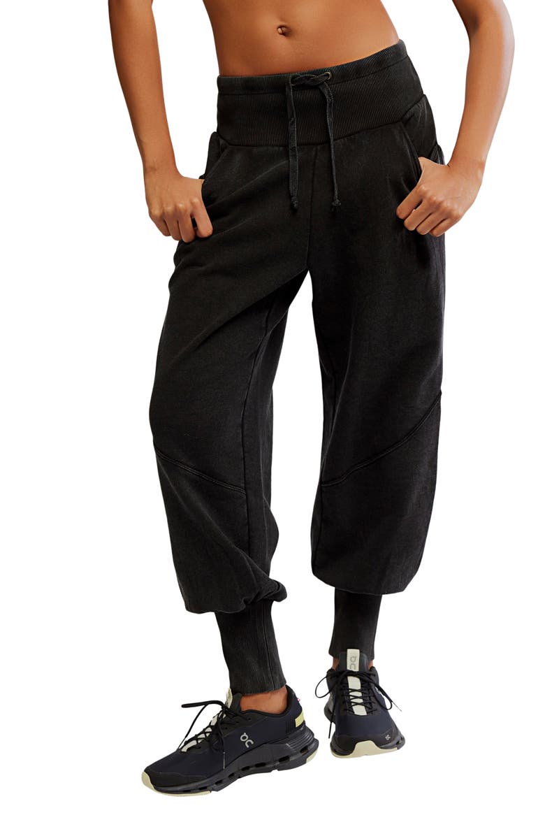 Free People Day Off Tie Waist Pants, Main, color, Black