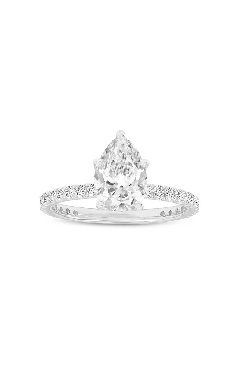 LuvMyJewelry Rania 14K White Gold Pear Lab Grown Diamond Hidden Halo Engagement Ring - 1.95 Ct, Main, color, 14K White Gold