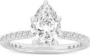 LuvMyJewelry Rania 14K White Gold Pear Lab Grown Diamond Hidden Halo Engagement Ring - 1.95 Ct