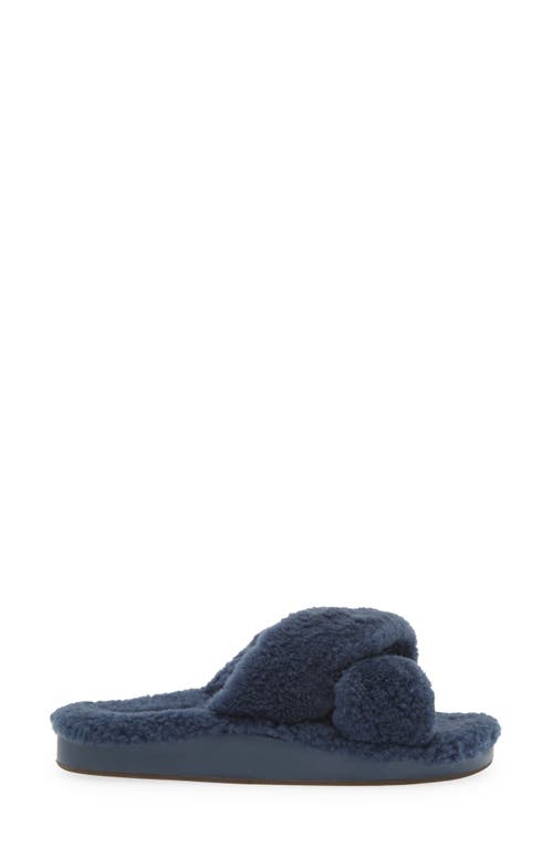 Olukai Hila Heu Genuine Shearling Slipper In Blue