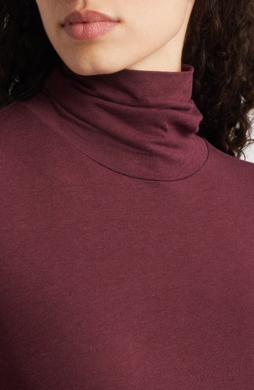 Eileen Fisher Turtleneck Stretch Organic Cotton Blend Top In Brown