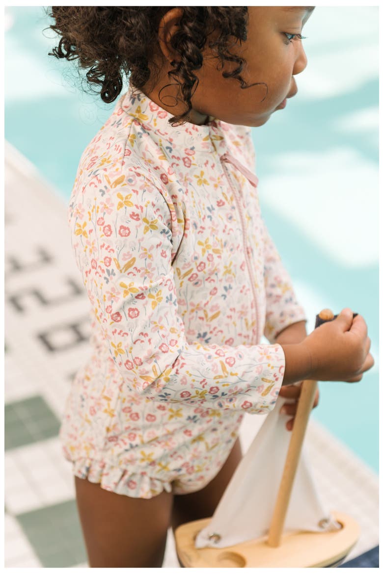 Kids' Long Sleeve One-Piece Rashguard Swimsuit, Alternate, color, FLORET
