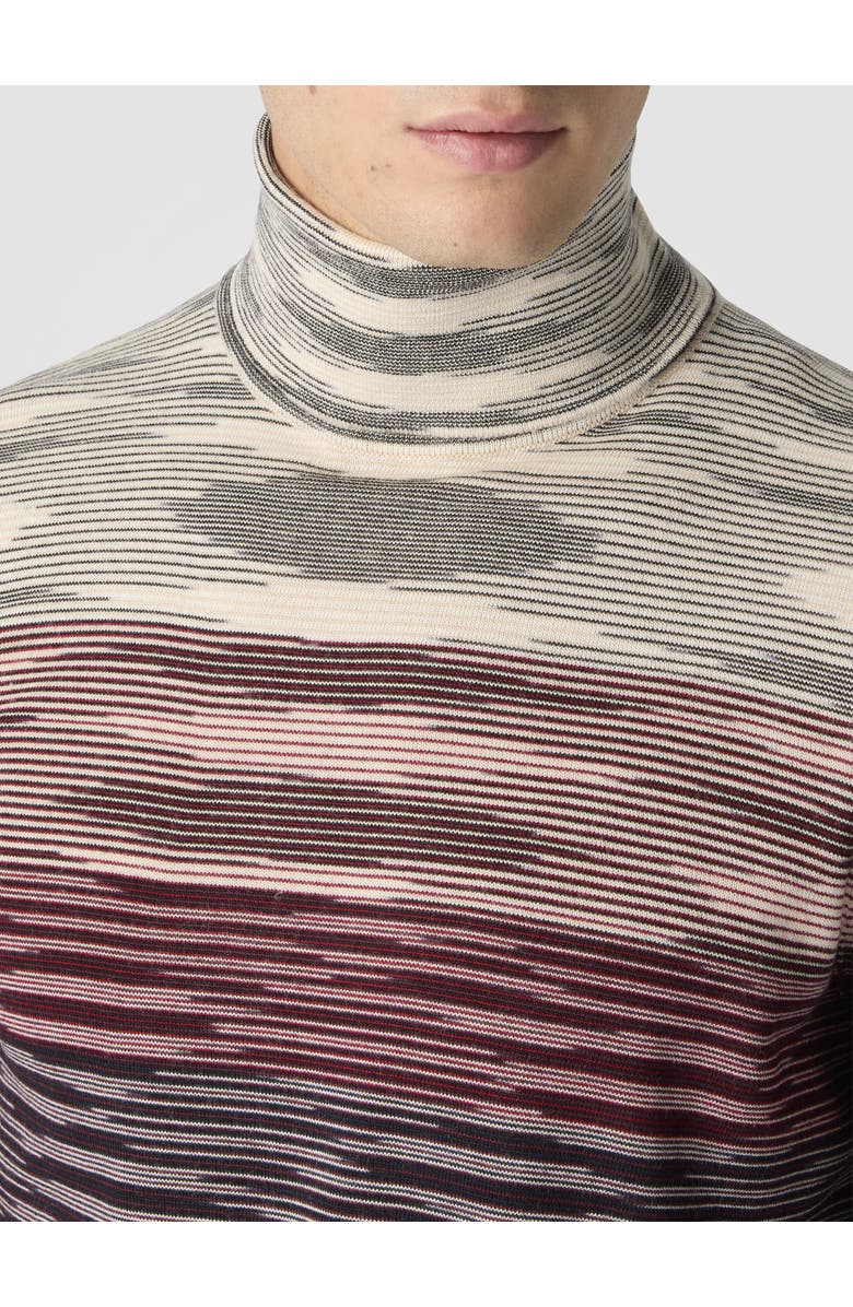 Missoni High-neck Sweater In All-over Flame Wool, Alternate, color, Beige & Burgundy