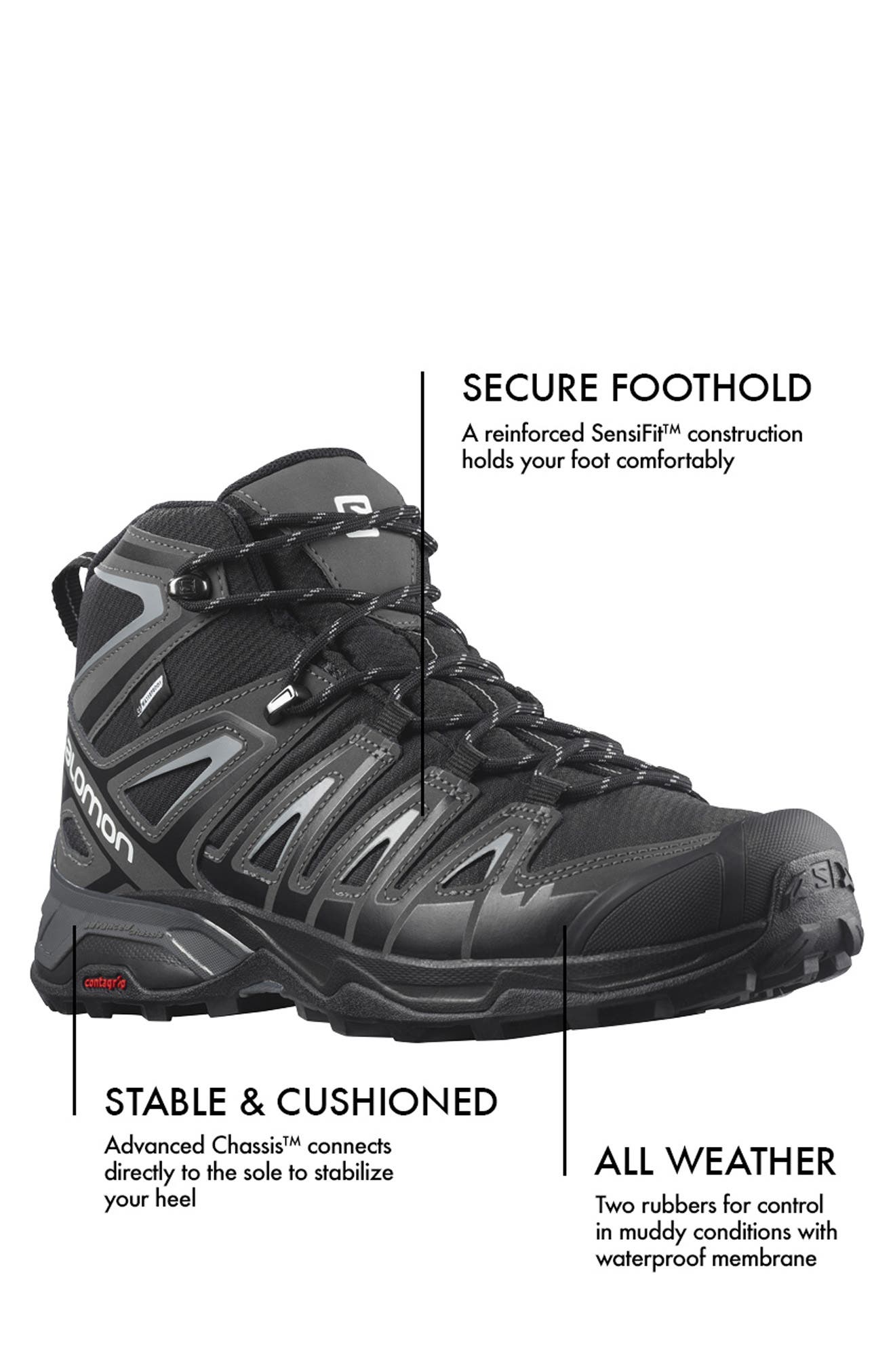 Salomon X Ultra Pioneer Waterproof Mid Hiker Boot, Alternate, color, 