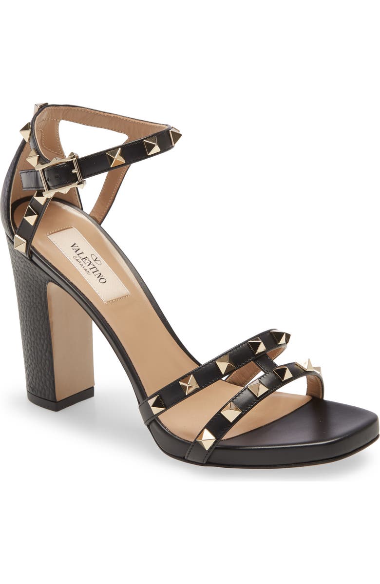 Valentino Garavani Valentino Rockstud Strappy Block Heel Sandal, Main, color,