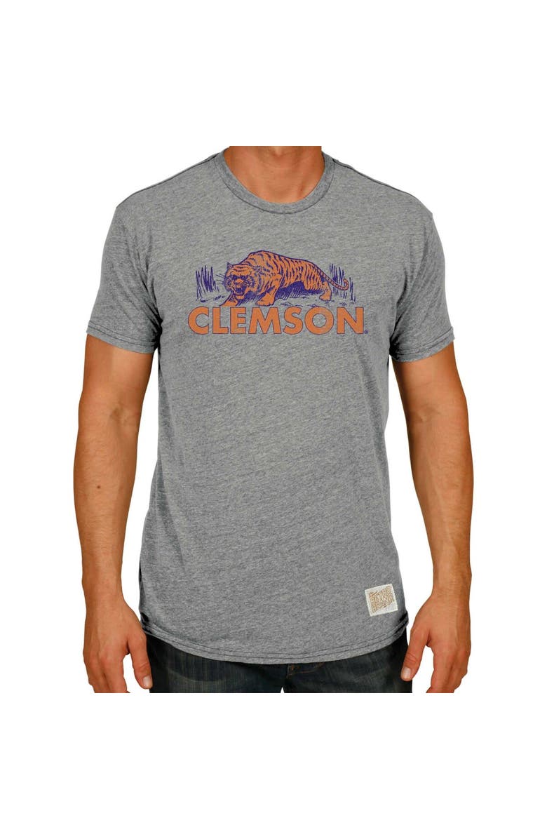 Retro Brand Men's Original Retro Brand Gray Clemson Tigers Big & Tall Tri-Blend T-Shirt, Alternate, color, 