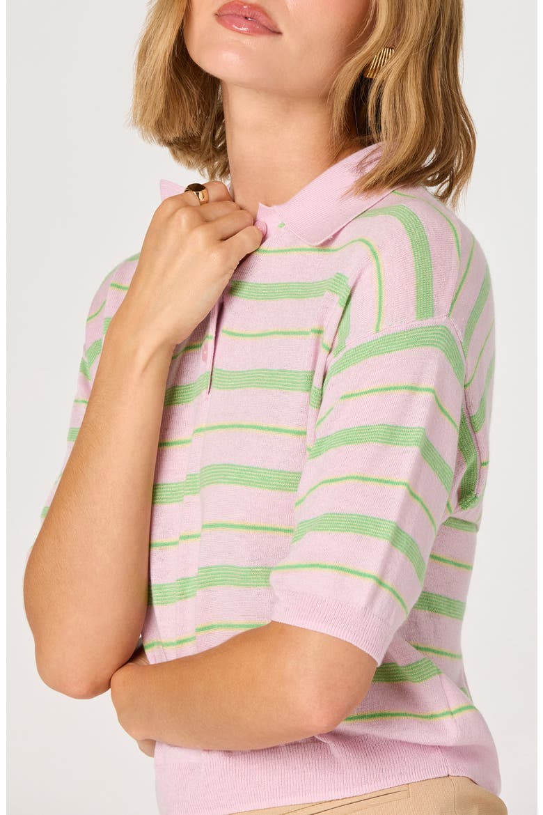 Scottie Stripe Knit Polo, Alternate, color, PINK STRIPE