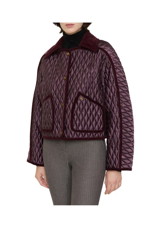 Burberry Floriston Corduroy-trim Quilted Barn Jacket In Brown