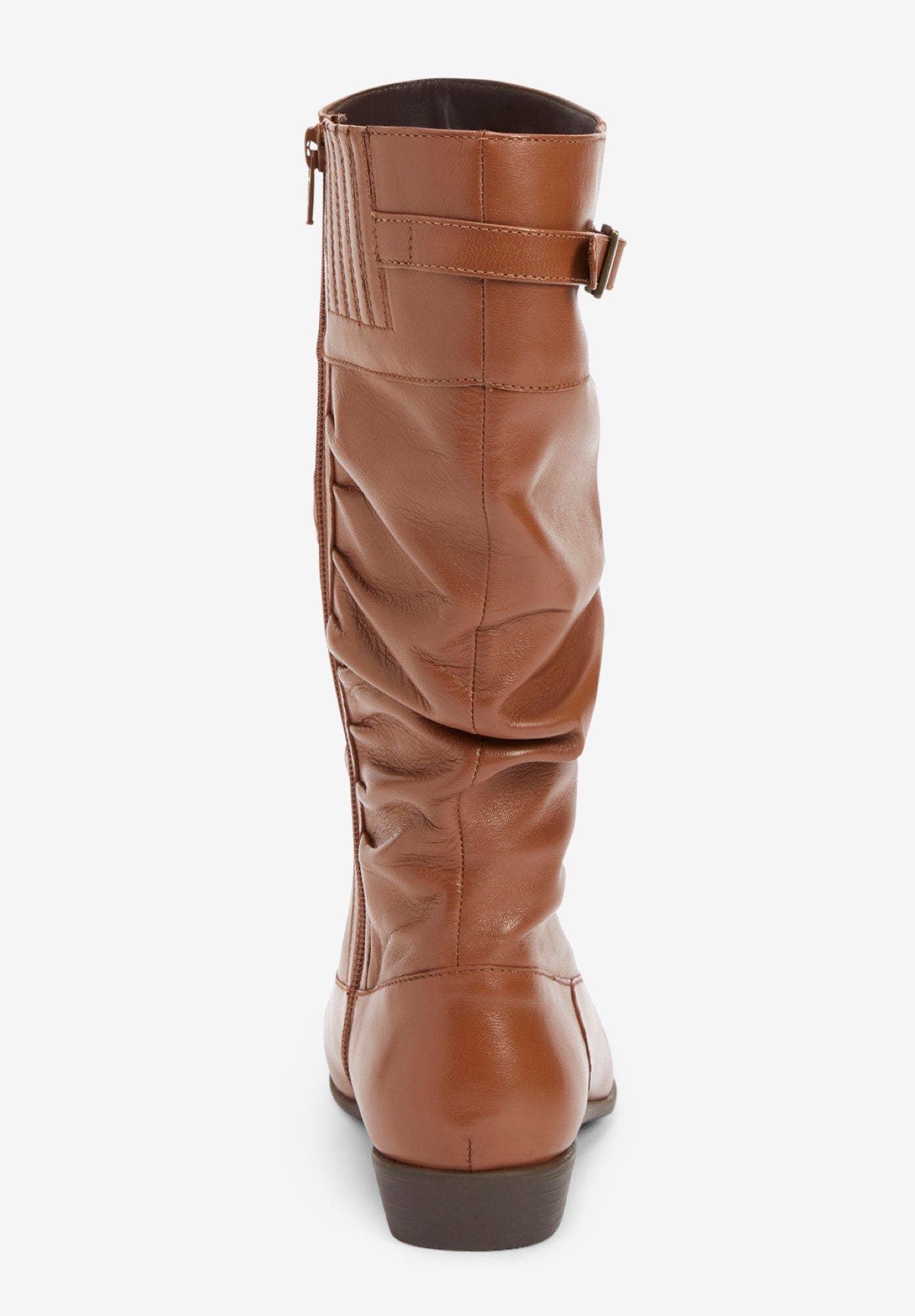 The Monica Wide Calf Leather Boot, Alternate, color, DARK COGNAC