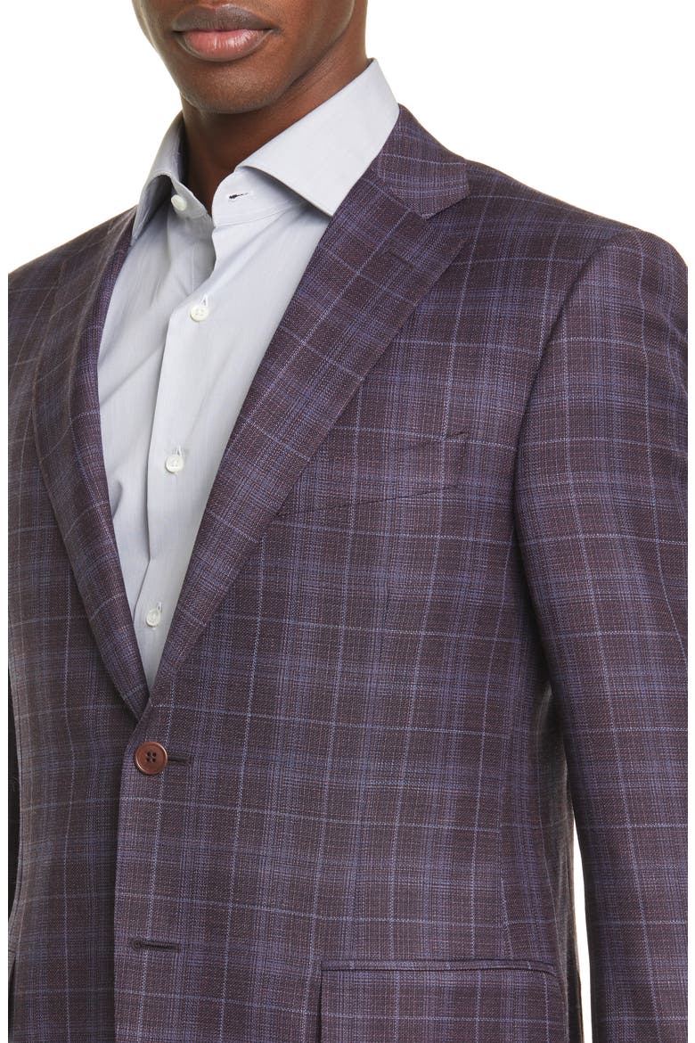 Siena Soft Classic Fit Plaid Wool Sport Coat, Alternate, color, BURGUNDY