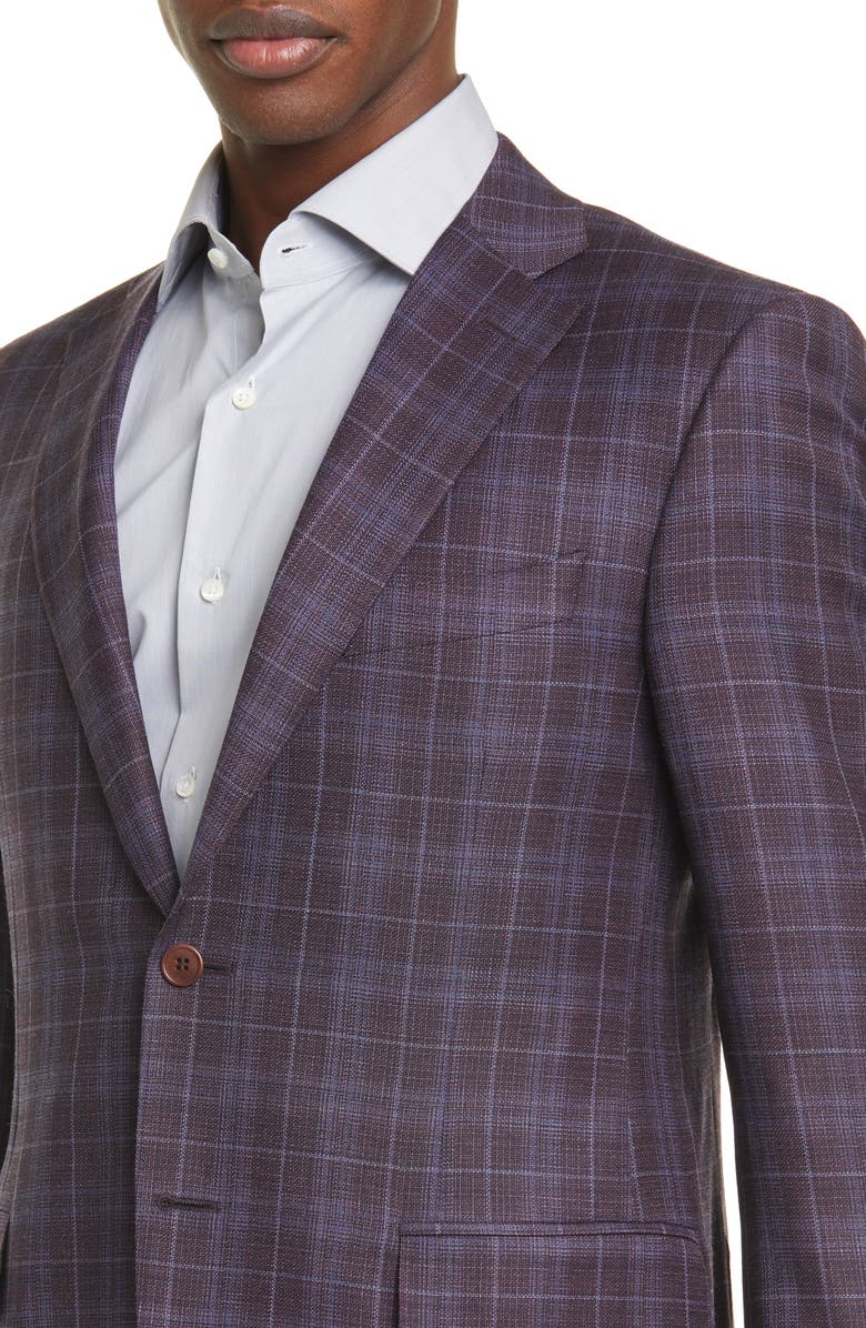 Canali Siena Soft Classic Fit Plaid Wool Sport Coat, Alternate, color,
