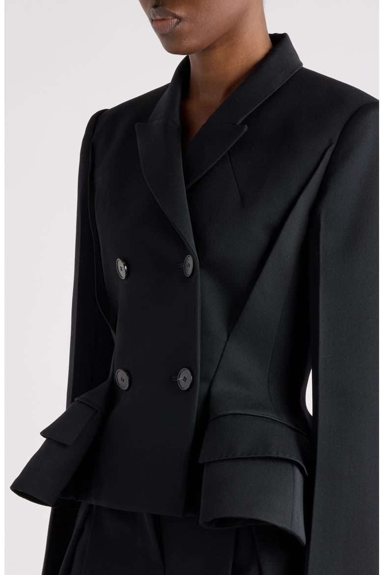 Pinched Peplum Jacket, Alternate, color, BLACK