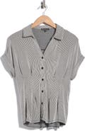Adrianna Papell Microstriped Button Front Knit Top