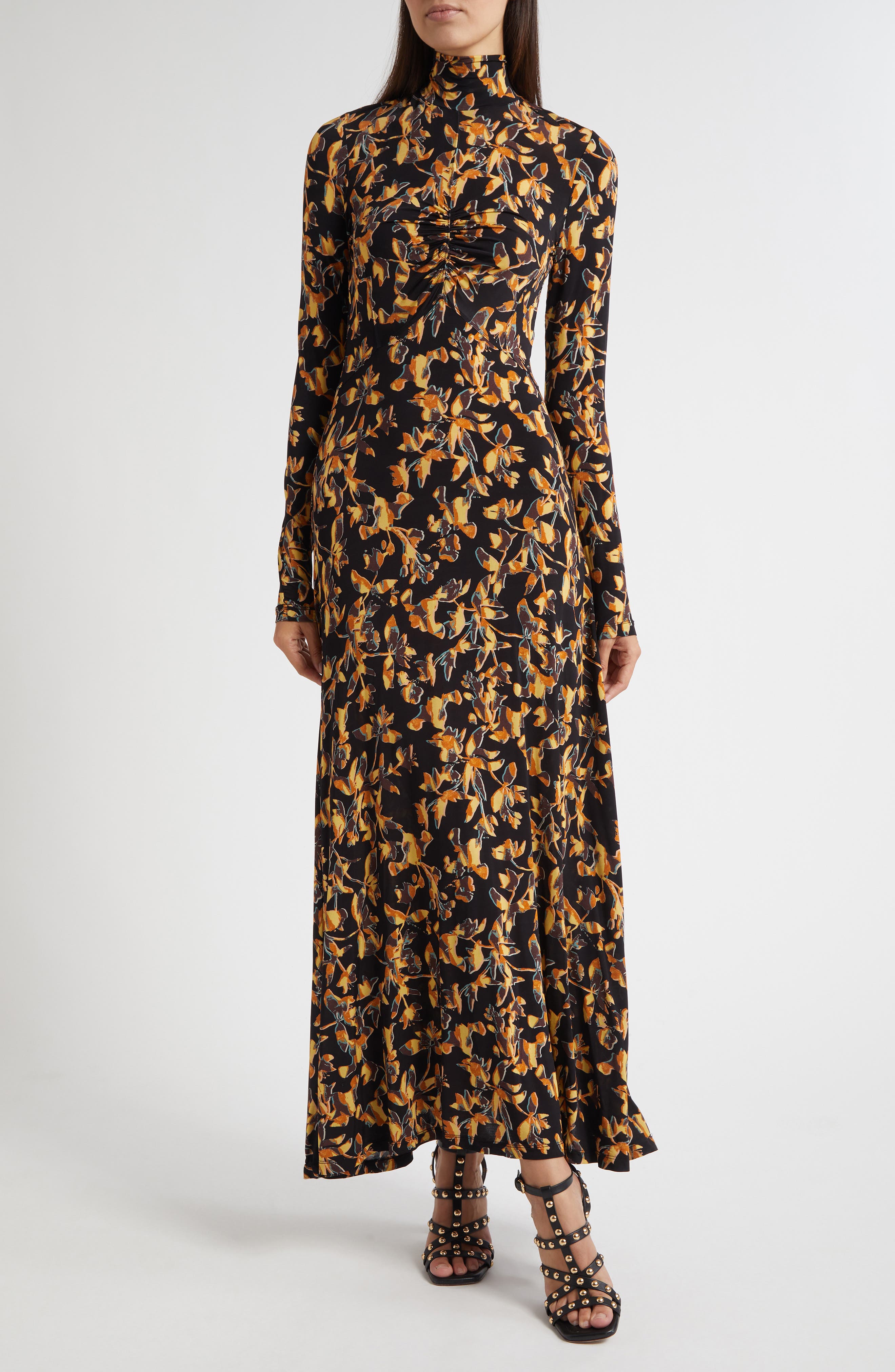 Ulla Johnson Koa Allover Print Long Sleeve Jersey Dress