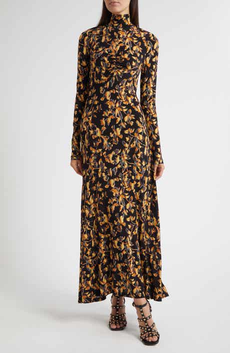 Ulla Johnson Koa Allover Print Long Sleeve Jersey Dress