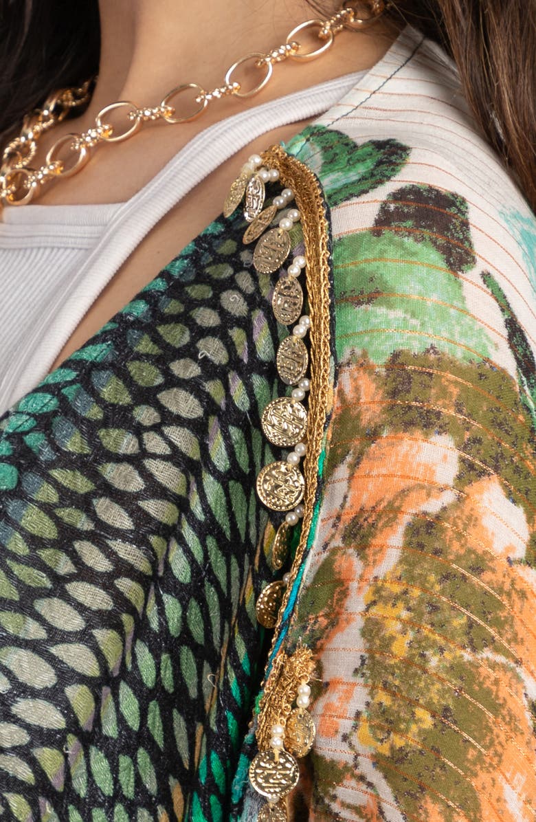 SAACHI Fish Scale & Floral Duster, Alternate, color, Green