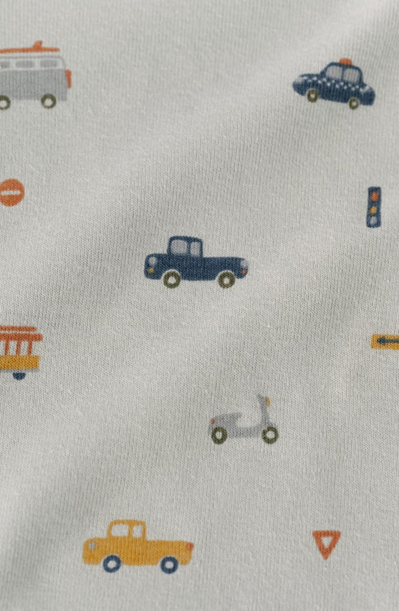 Pehr Print Rib Organic Cotton Fitted One-Piece Pajamas, Alternate, color, Rush Hour Mist