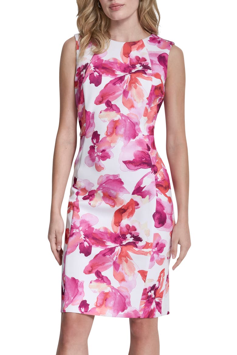 Sleeveless Sheath Dress, Alternate, color, IVORY MULT