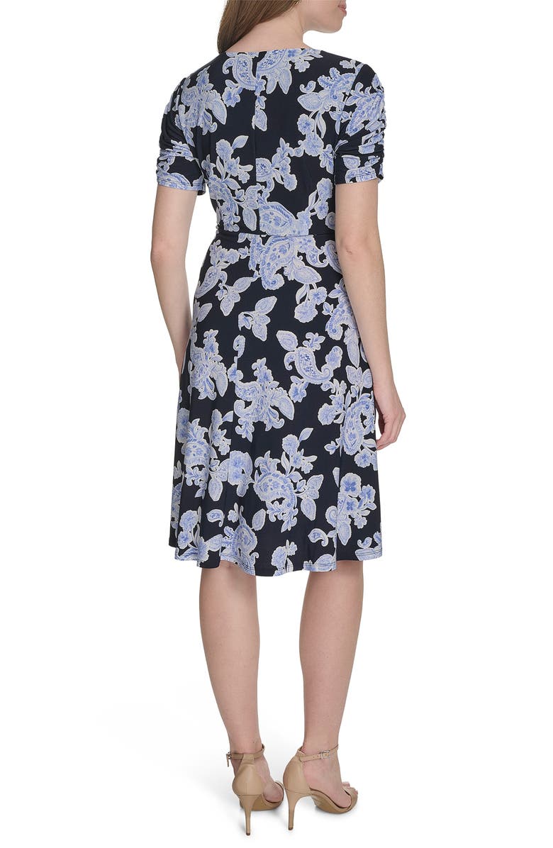 Tommy Hilfiger Paisley Short Sleeve Jersey Fit & Flare Dress, Alternate, color, 
