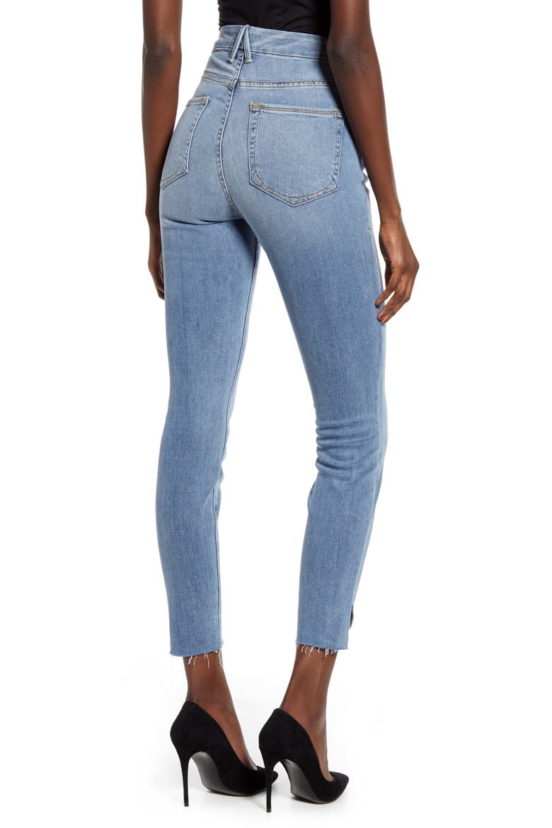Good Legs High Waist Cascade Hem Skinny Jeans, Alternate, color, BLUE605