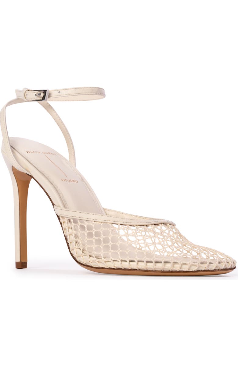 BLACK SUEDE STUDIO Millie Ankle Strap Pump, Main, color, Coconut Mesh