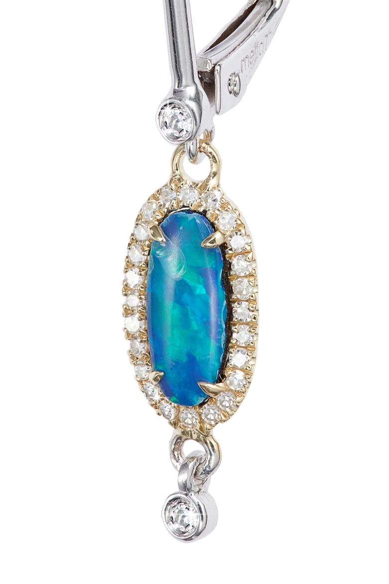 Diamond & Opal Drop Earrings, Alternate, color, YELLOW GOLD/WHITE GD/TURQUOISE