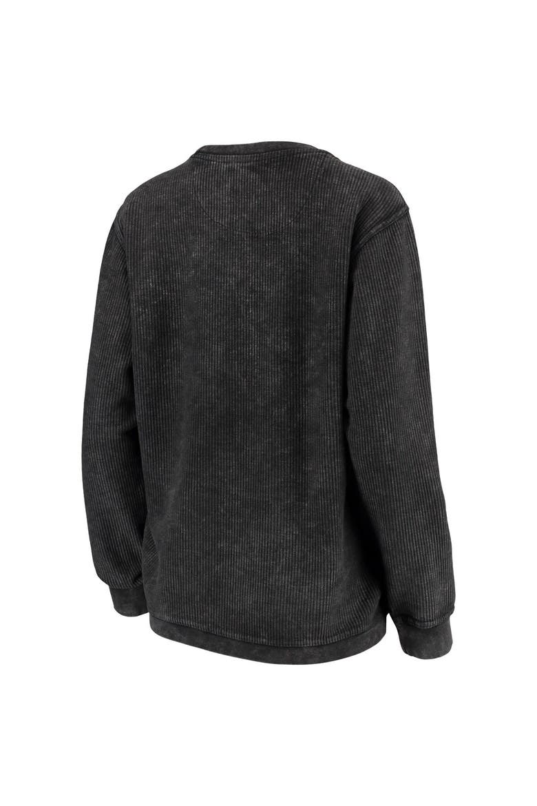 Women's Pressbox Black Oklahoma State Cowboys Comfy Cord Vintage Wash Basic Arch Pullover Sweatshirt, Alternate, color, Black