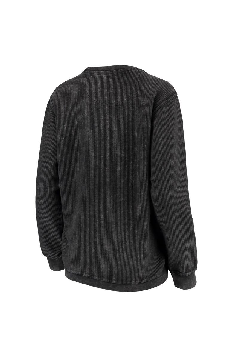 PRESSBOX Women's Pressbox Black Oklahoma State Cowboys Comfy Cord Vintage Wash Basic Arch Pullover Sweatshirt, Alternate, color, 