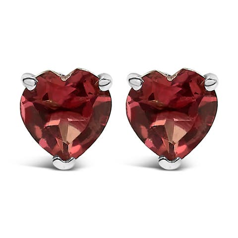 14K Gold 5MM Heart Cut Gemstone Solitaire Stud Earrings