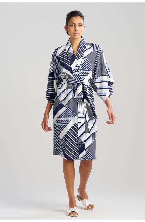 Natori Shima Wrap In Blue W/blue