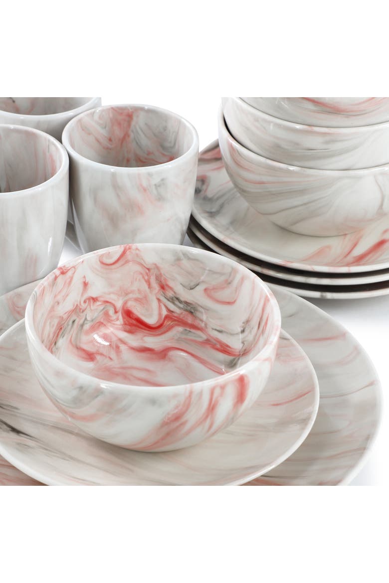 Fine Marble 16 Piece Porcelain Dinnerware Set, Alternate, color, Grey