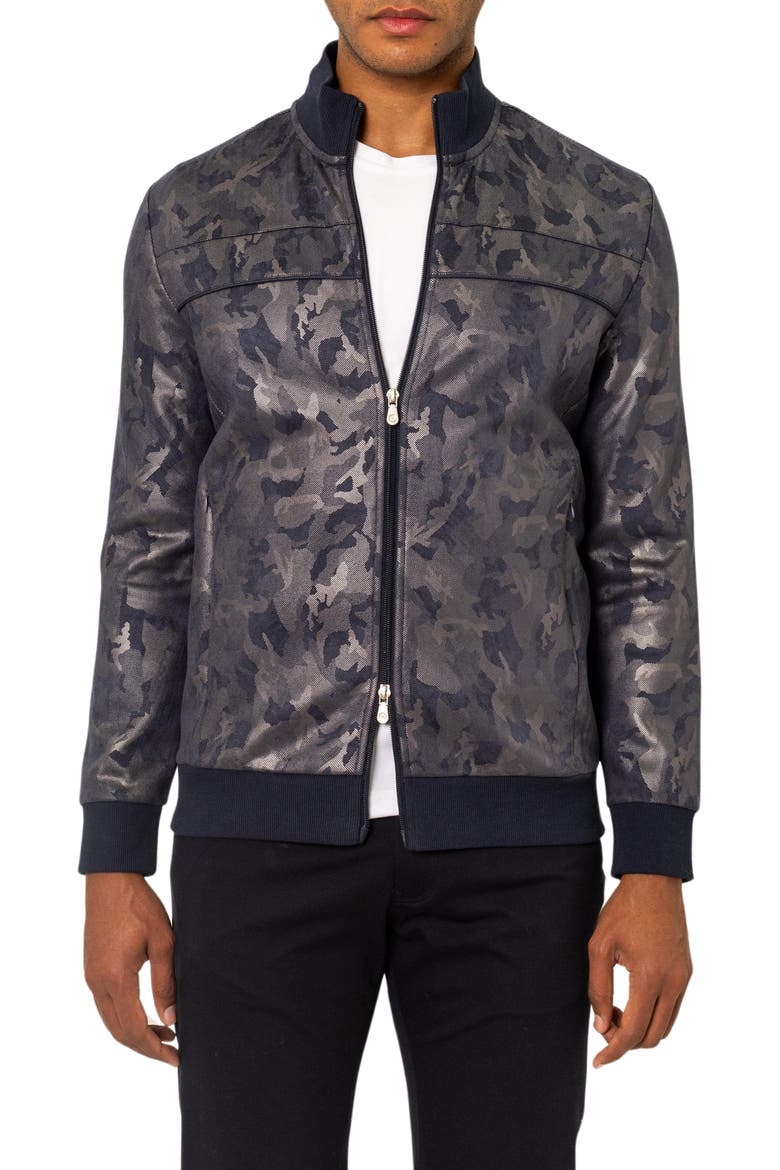 Roberto Metallic Camo Track Jacket, Main, color, NAVY