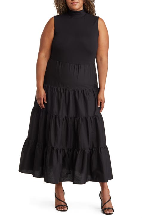 Leslie Sleeveless Tiered Maxi Dress (Plus)